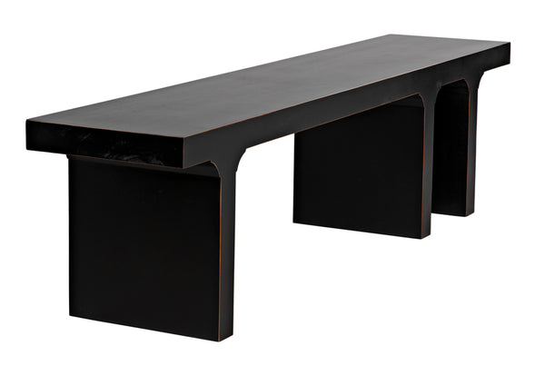 Kir Solid Mahogany Entryway Bench with Artisan Finish Modern Minimalist Coastal Seating