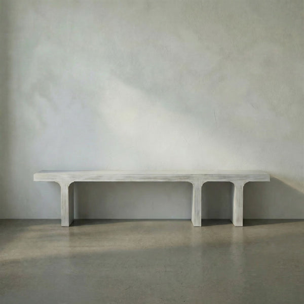 Kir Solid Mahogany Entryway Bench with Artisan Finish Modern Minimalist Coastal Seating