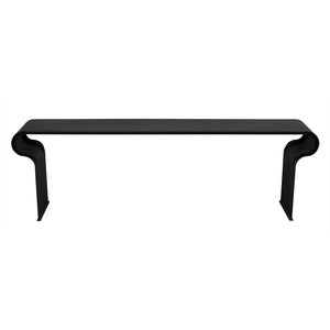Jabali Matte Black Iron Bench with Minimalist Silhouette for Entryways and Dining