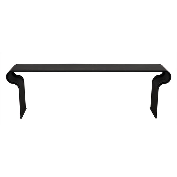 Jabali Matte Black Iron Bench with Minimalist Silhouette for Entryways and Dining