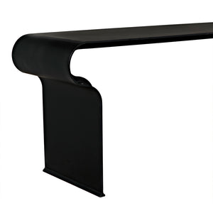 Jabali Matte Black Iron Bench with Minimalist Silhouette for Entryways and Dining