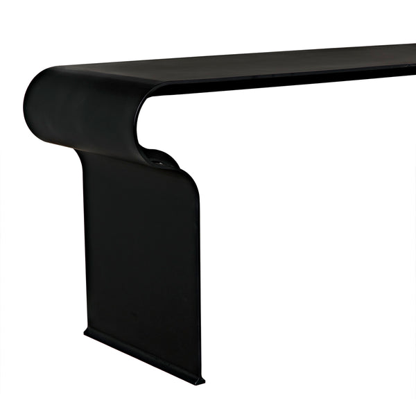 Jabali Matte Black Iron Bench with Minimalist Silhouette for Entryways and Dining
