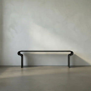 Jabali Matte Black Iron Bench with Minimalist Silhouette for Entryways and Dining