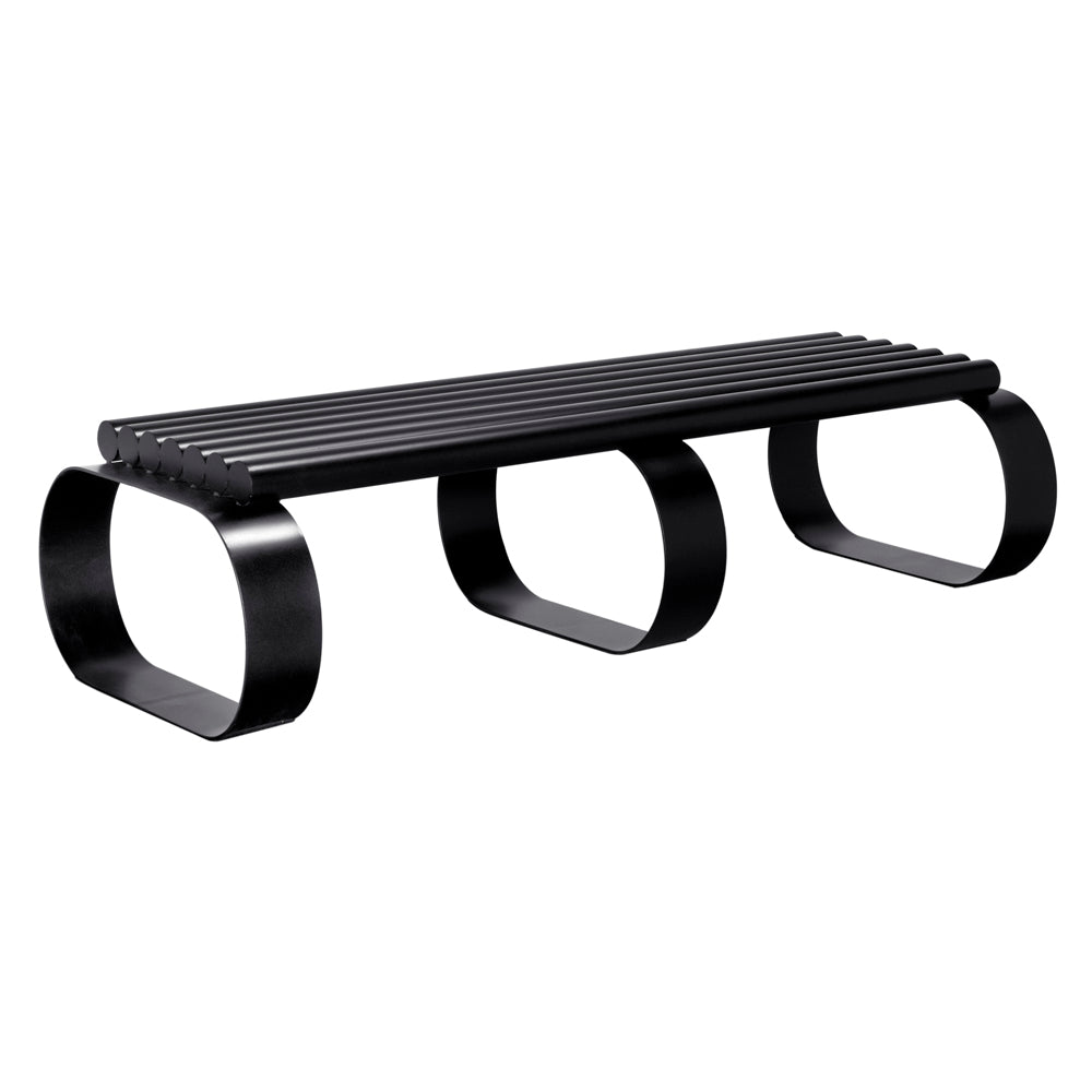 Noir Satish Industrial Steel Bench with Matte Black Finish for Entryway or Bedroom GBEN144MTB