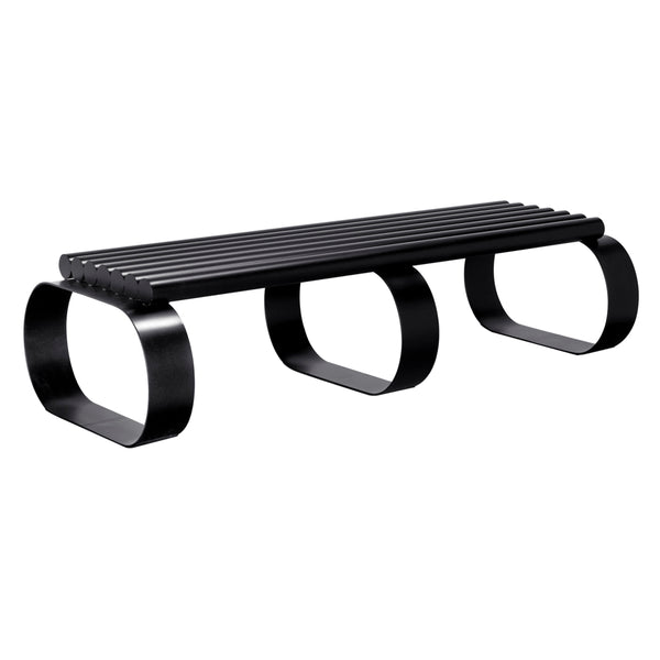 Noir Satish Industrial Steel Bench with Matte Black Finish for Entryway or Bedroom GBEN144MTB