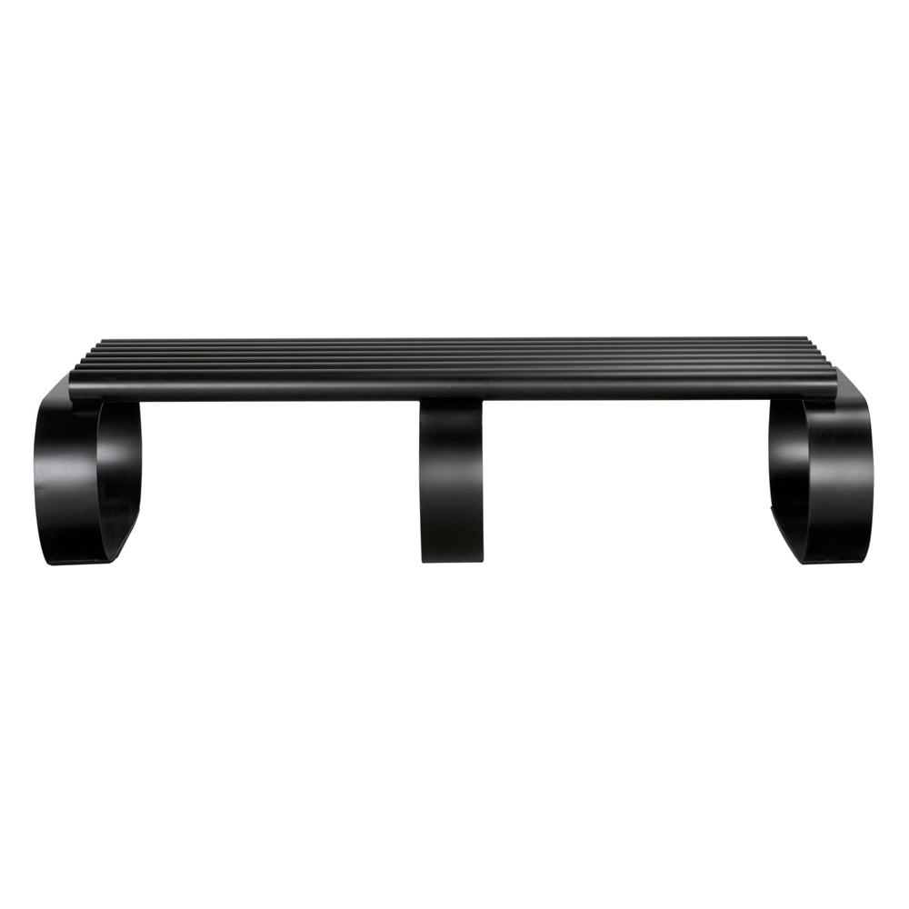Noir Satish Industrial Steel Bench with Matte Black Finish for Entryway or Bedroom GBEN144MTB