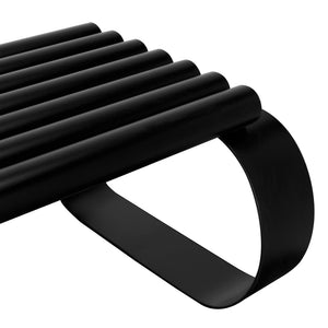 Satish Industrial Steel Bench with Matte Black Finish for Entryway or Bedroom