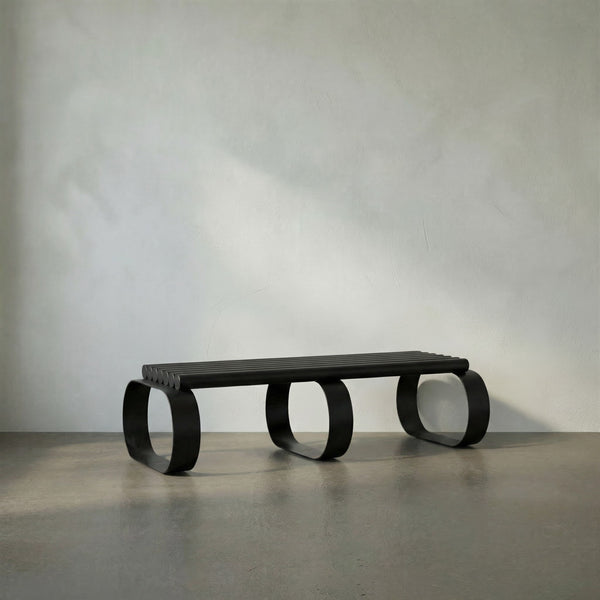 Satish Industrial Steel Bench with Matte Black Finish for Entryway or Bedroom