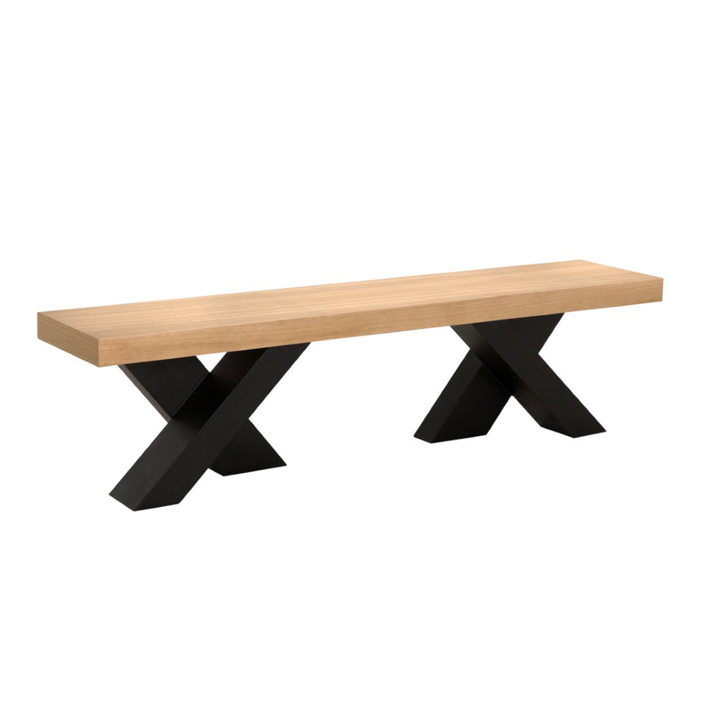 Noir Gravity Bench - Handcrafted White Oak & Industrial Steel for Modern Entryway & Dining Room Style GBEN145WO