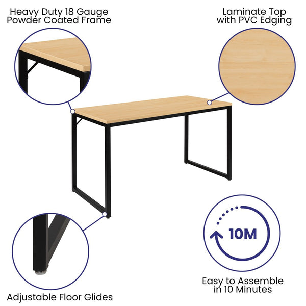 English Elm Tiverton Industrial Modern Desk - Versatile Commercial Grade Office Workstation for Home & Office Use Maple Top/Black Frame 47.25"L GC-GF156-12-MAP-BK-GG