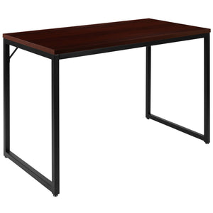 English Elm Tiverton Industrial Modern Desk - Versatile Commercial Grade Office Workstation for Home & Office Use Mahogany Top/Black Frame 47.25"L GC-GF156-12-MHG-GG
