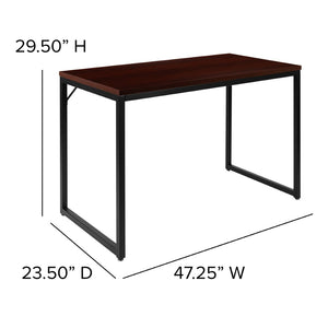 English Elm Tiverton Industrial Modern Desk - Versatile Commercial Grade Office Workstation for Home & Office Use Mahogany Top/Black Frame 47.25"L GC-GF156-12-MHG-GG