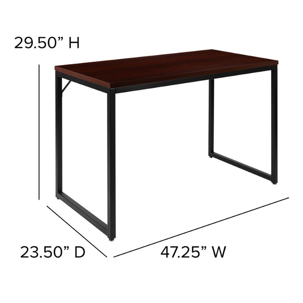 English Elm Tiverton Industrial Modern Desk - Versatile Commercial Grade Office Workstation for Home & Office Use Mahogany Top/Black Frame 47.25"L GC-GF156-12-MHG-GG