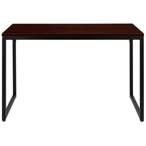 English Elm Tiverton Industrial Modern Desk - Versatile Commercial Grade Office Workstation for Home & Office Use Mahogany Top/Black Frame 47.25"L GC-GF156-12-MHG-GG