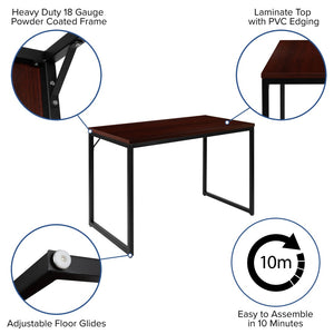 English Elm Tiverton Industrial Modern Desk - Versatile Commercial Grade Office Workstation for Home & Office Use Mahogany Top/Black Frame 47.25"L GC-GF156-12-MHG-GG