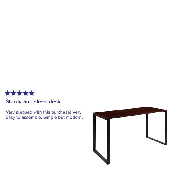 English Elm Modern Industrial Desk - 55" Sturdy Home Office Computer Desk, Durable & Stylish Design for Versatile Use GC-GF156-14-MHG-GG