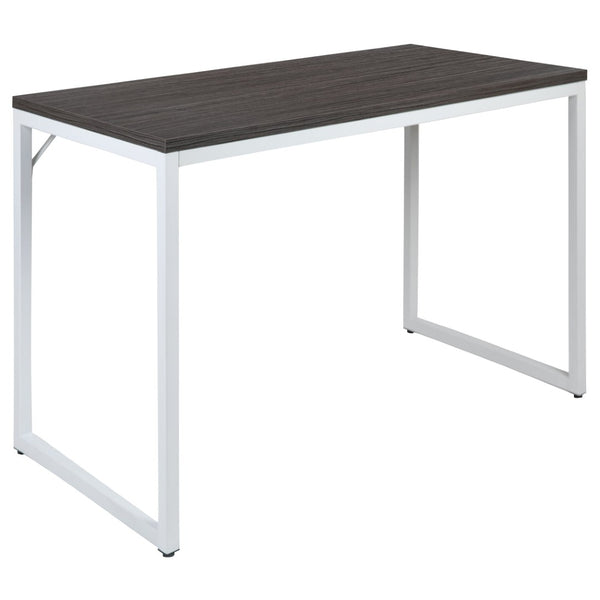 English Elm Kimberly Industrial Modern Desk - 47" Office Computer Workstation with Rustic Gray & White Finish GC-GF156W-12-GRY-GG