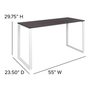 English Elm Kimberly Modern Industrial-Style Desk - Sturdy Home Office Workspace with Rustic Gray Finish - 55” GC-GF156W-14-GRY-GG