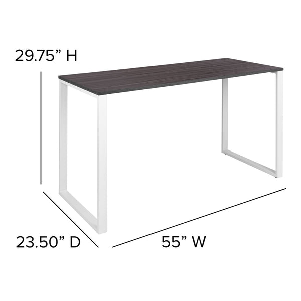 English Elm Kimberly Modern Industrial-Style Desk - Sturdy Home Office Workspace with Rustic Gray Finish - 55” GC-GF156W-14-GRY-GG