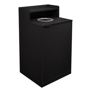 English Elm Dell Commercial Grade Trash Receptacle Enclosure with Tray Shelf and 8" Drop Hole for Easy Waste Access Black GC-M-196-BLK-GG