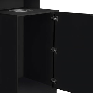 English Elm Dell Commercial Grade Trash Receptacle Enclosure with Tray Shelf and 8" Drop Hole for Easy Waste Access Black GC-M-196-BLK-GG