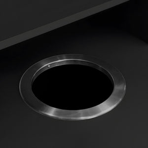 English Elm Dell Commercial Grade Trash Receptacle Enclosure with Tray Shelf and 8" Drop Hole for Easy Waste Access Black GC-M-196-BLK-GG