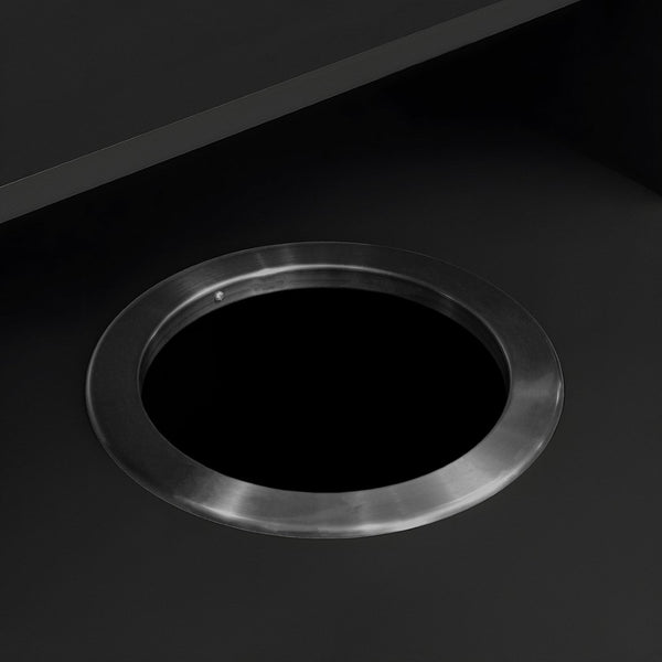 English Elm Dell Commercial Grade Trash Receptacle Enclosure with Tray Shelf and 8" Drop Hole for Easy Waste Access Black GC-M-196-BLK-GG