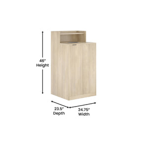 English Elm Dell Commercial Grade Trash Receptacle Enclosure with Tray Shelf and 8" Drop Hole for Easy Waste Access Oak GC-M-196-OAK-GG