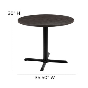 English Elm Chapman 36" Round Multi-Purpose Conference Table for Offices, Classrooms, and Break Areas Rustic Gray 35.5"W x 35.5"D x 30"H GC-M-BLK-15-GRY-GG