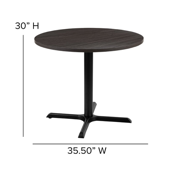 English Elm Chapman 36" Round Multi-Purpose Conference Table for Offices, Classrooms, and Break Areas Rustic Gray 35.5"W x 35.5"D x 30"H GC-M-BLK-15-GRY-GG