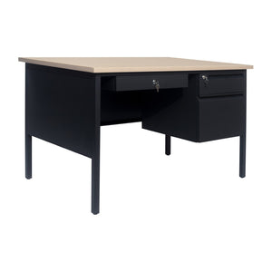 English Elm Cambridge Commercial Grade 30x48 Right Side Single Pedestal Desk with Locking Drawers for Offices White Oak GC-M-BLK-173-WHTOAK-GG