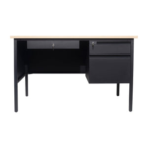 English Elm Cambridge Commercial Grade 30x48 Right Side Single Pedestal Desk with Locking Drawers for Offices White Oak GC-M-BLK-173-WHTOAK-GG