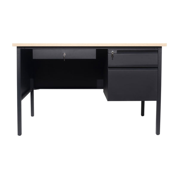 English Elm Cambridge Commercial Grade 30x48 Right Side Single Pedestal Desk with Locking Drawers for Offices White Oak GC-M-BLK-173-WHTOAK-GG