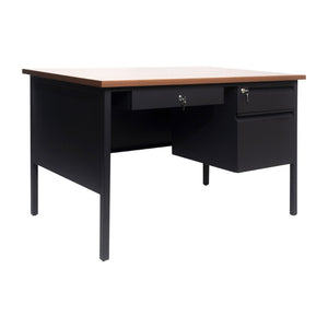 English Elm Cambridge Commercial Grade 30x48 Right Side Single Pedestal Desk with Locking Drawers for Offices Walnut GC-M-BLK-173-WLN-GG