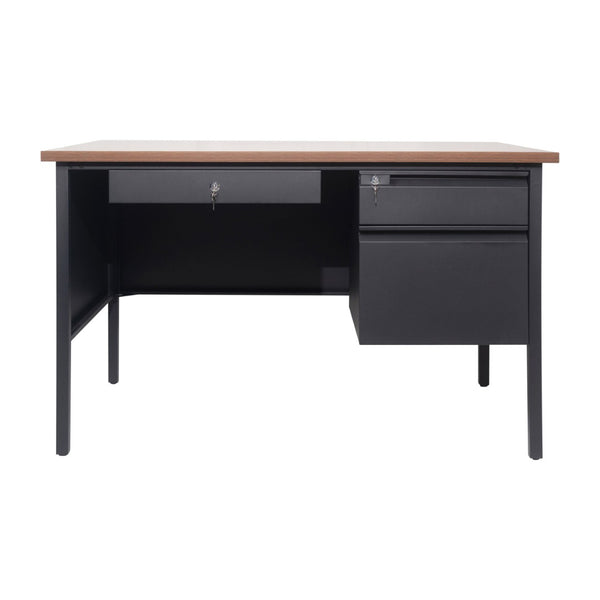 English Elm Cambridge Commercial Grade 30x48 Right Side Single Pedestal Desk with Locking Drawers for Offices Walnut GC-M-BLK-173-WLN-GG