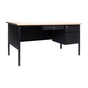 English Elm Cambridge Commercial Grade 30x60 Right Side Single Pedestal Desk for Professional Workspaces & Storage White Oak GC-M-BLK-175-WHTOAK-GG