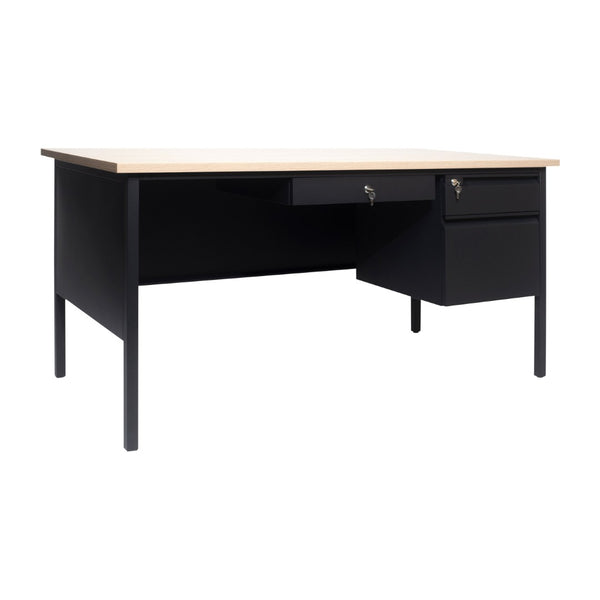 English Elm Cambridge Commercial Grade 30x60 Right Side Single Pedestal Desk for Professional Workspaces & Storage White Oak GC-M-BLK-175-WHTOAK-GG