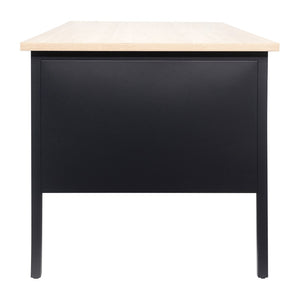 English Elm Cambridge Commercial Grade 30x60 Right Side Single Pedestal Desk for Professional Workspaces & Storage White Oak GC-M-BLK-175-WHTOAK-GG