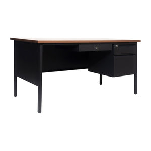 English Elm Cambridge Commercial Grade 30x60 Right Side Single Pedestal Desk for Professional Workspaces & Storage Walnut GC-M-BLK-175-WLN-GG