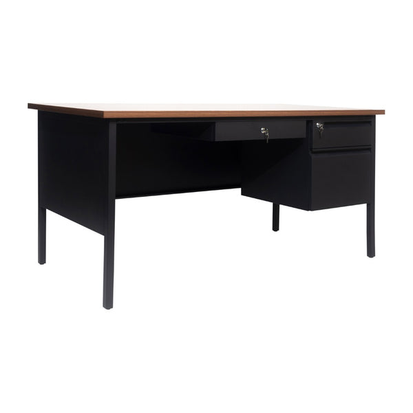 English Elm Cambridge Commercial Grade 30x60 Right Side Single Pedestal Desk for Professional Workspaces & Storage Walnut GC-M-BLK-175-WLN-GG