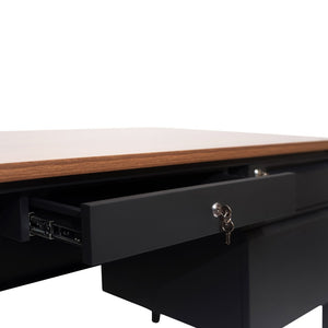 English Elm Cambridge Commercial Grade 30x60 Right Side Single Pedestal Desk for Professional Workspaces & Storage Walnut GC-M-BLK-175-WLN-GG