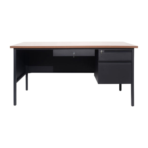English Elm Cambridge Commercial Grade 30x60 Right Side Single Pedestal Desk for Professional Workspaces & Storage Walnut GC-M-BLK-175-WLN-GG
