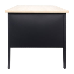 English Elm Cambridge Commercial Grade 30x70 Single Pedestal Desk with Locking Drawers for Professional Workspaces White Oak GC-M-BLK-177-WHTOAK-GG