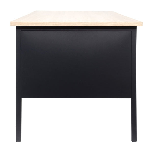 English Elm Cambridge Commercial Grade 30x70 Single Pedestal Desk with Locking Drawers for Professional Workspaces White Oak GC-M-BLK-177-WHTOAK-GG