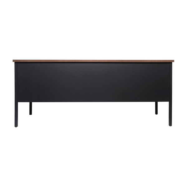 English Elm Cambridge Commercial Grade 30x70 Single Pedestal Desk with Locking Drawers for Professional Workspaces Walnut GC-M-BLK-177-WLN-GG