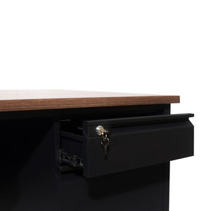 English Elm Cambridge Commercial Grade 30x70 Single Pedestal Desk with Locking Drawers for Professional Workspaces Walnut GC-M-BLK-177-WLN-GG