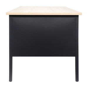 English Elm Cambridge Commercial Grade 30x60 Double Pedestal Desk with 5 Locking Drawers, Durable Steel Frame White Oak GC-M-BLK-179-WHTOAK-GG