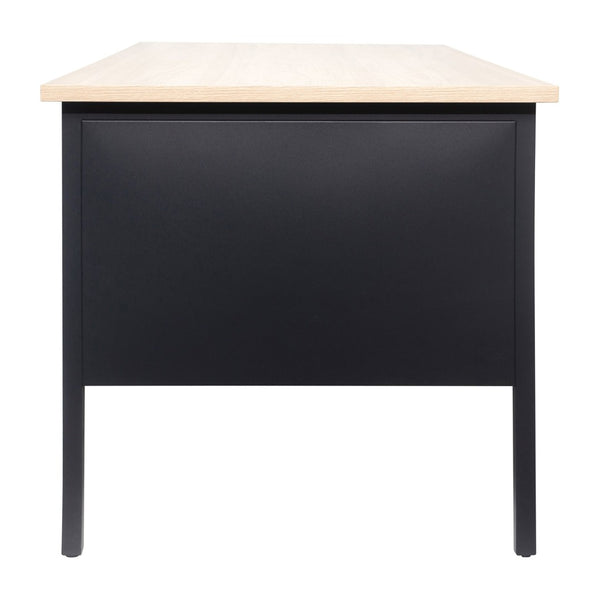 English Elm Cambridge Commercial Grade 30x60 Double Pedestal Desk with 5 Locking Drawers, Durable Steel Frame White Oak GC-M-BLK-179-WHTOAK-GG