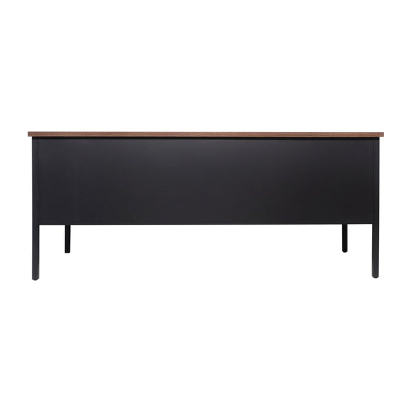 English Elm Cambridge Commercial Grade 30x60 Double Pedestal Desk with 5 Locking Drawers, Durable Steel Frame Walnut GC-M-BLK-179-WLN-GG
