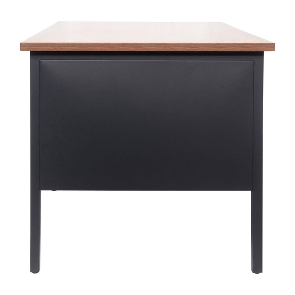 English Elm Cambridge Commercial Grade Double Pedestal Desk - Durable Storage Solution for Professional Workspaces Walnut GC-M-BLK-180-WLN-GG